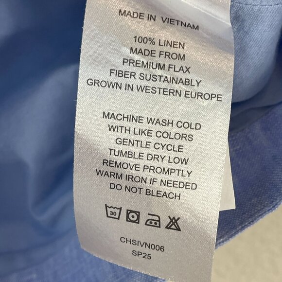 Quince Womens XL 100% European Linen Vest Blue Button Up Sleeveless Sustainable - Picture 5 of 11